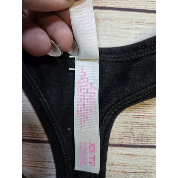 Women's PINK Victoria's Secret Crop/Haut Court Sports Bra Size XS/TP Black - Picture 3 of 9